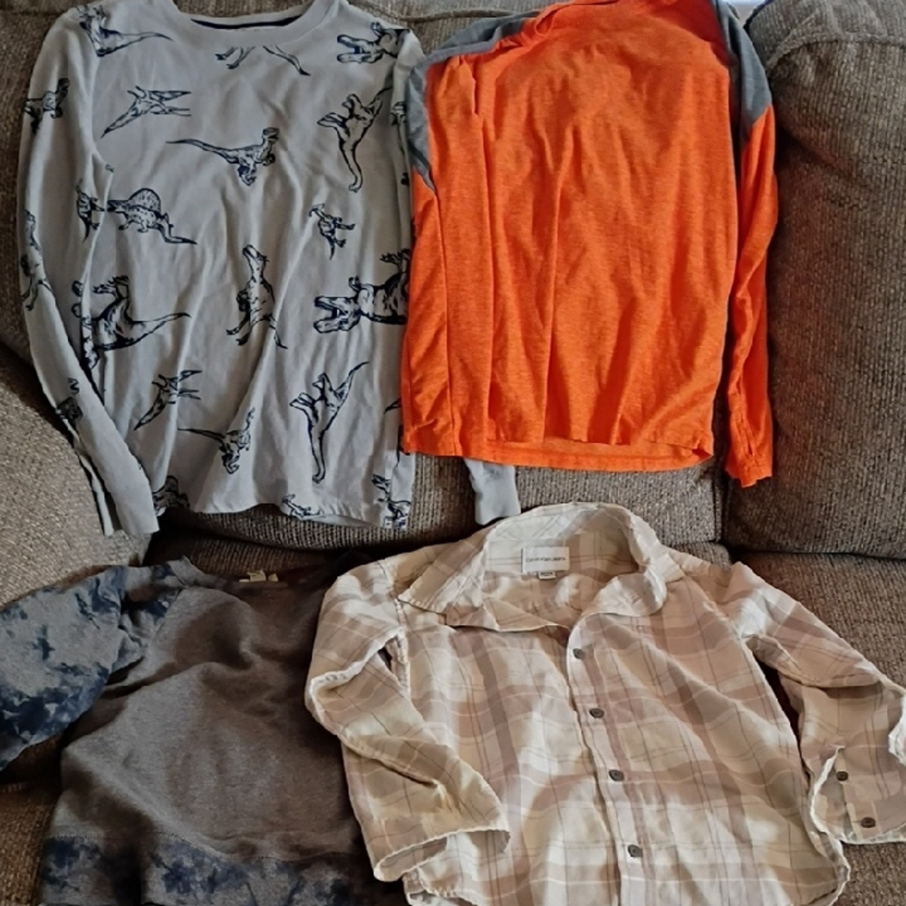Calvin Klein Kids Long Sleeve Tees - Gray, Orange, Blue, and Cream